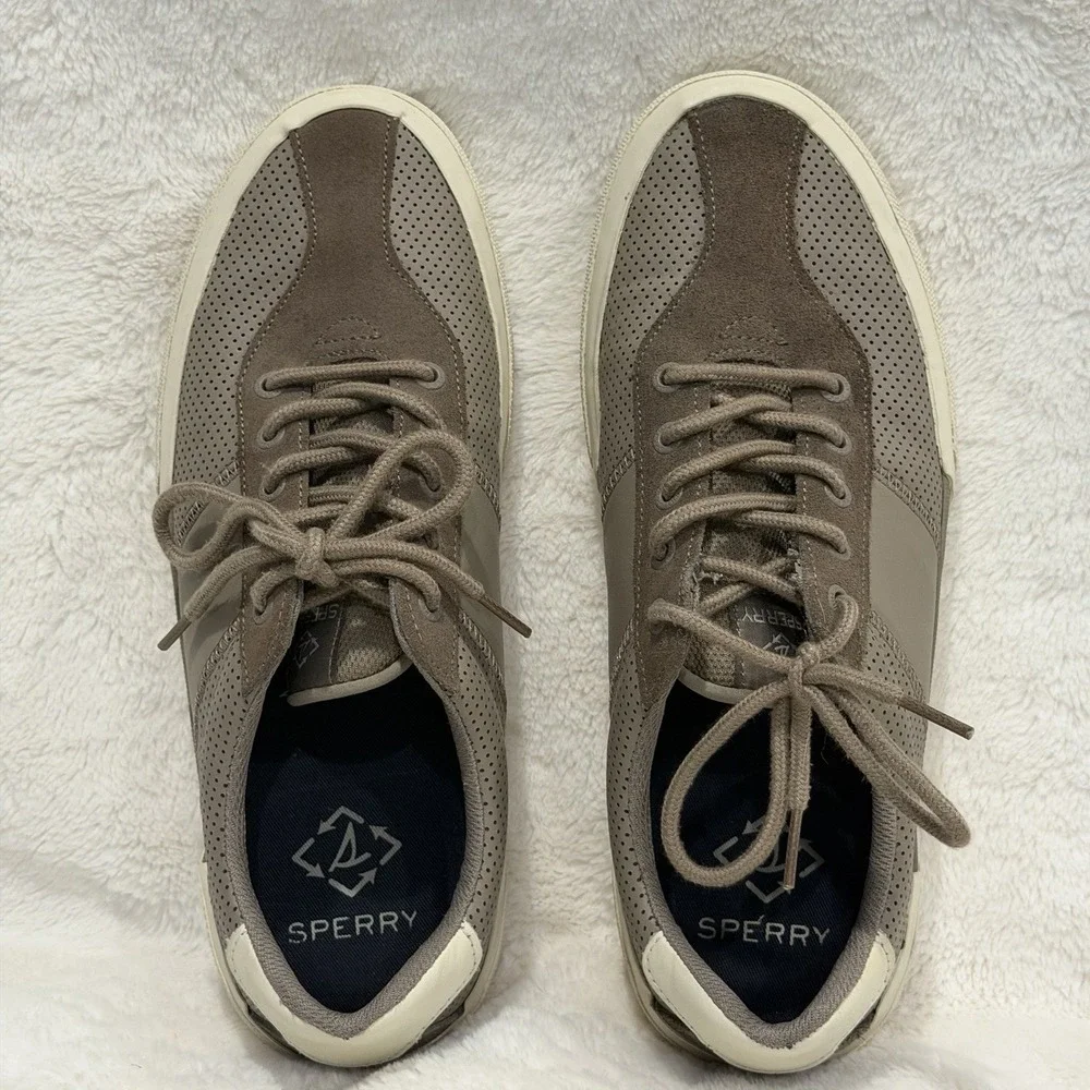 Sperry Seacycled Soletide Men's Size 9.5 Taupe Boat Shoes STS24159 Tan Preppy